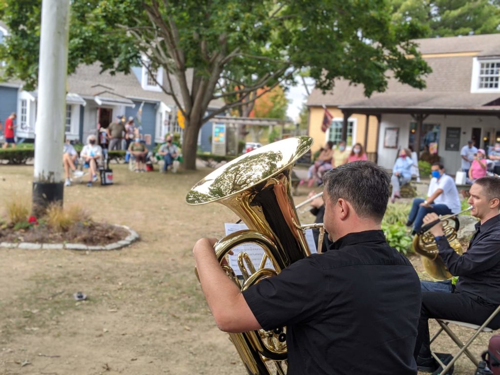 Soundscape - OMV brass quintet Close-up of tuba player performing outdoors