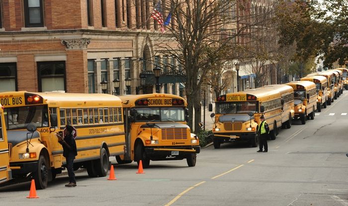 Buses outside ECSO Office for YPC 10-18-12